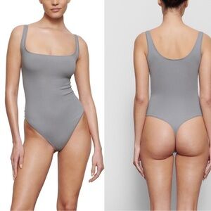 SKIMS Ribbed Stretch Cotton Bodysuit in Pacific NWT